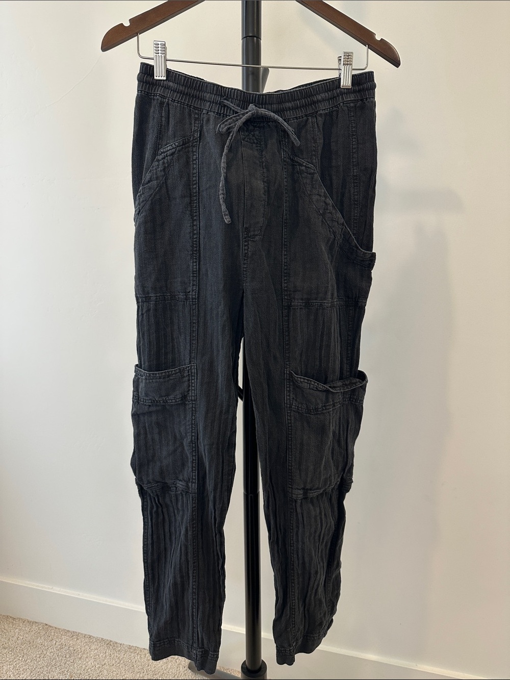 Free People Black Cargo Jogger Pants